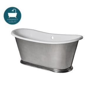 Waterworks Candide 66" x 27" x 27" Freestanding Oval Cast Iron Bathtub without Slip Resistance in Burnished
