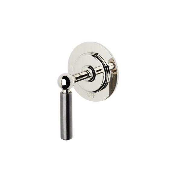 Waterworks Ludlow Shinola Edition Two Way Diverter Valve Trim for Thermostatic with Roman Numerals and Two-Tone Lever Handle in Nickel/Shinola Steel