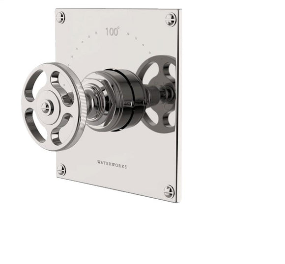 Waterworks R.W. Atlas Thermostatic Control Valve Trim with Metal Wheel Handle in Nickel