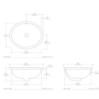Waterworks Saxby Drop In or Undermount Oval Vitreous China Lavatory Sink 18 7/8" x 16 1/8" x 7 11/16" Single Glazed