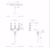 Waterworks .25 Low Profile Three Hole Deck Mounted Lavatory Faucet with Metal Cross Handles in Chrome