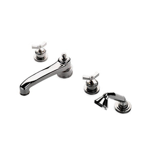 Waterworks Aero Low Profile Concealed Tub Filler with Handshower and Metal Cross Handles in Nickel