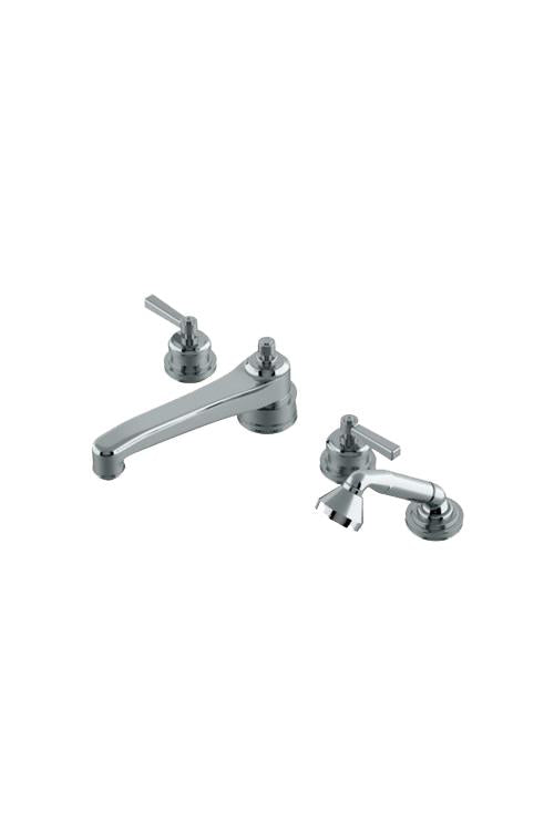 Waterworks Aero Low Profile Concealed Tub Filler with Handshower and Metal Lever Handles in Chrome