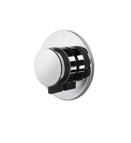 Waterworks Decibel Three Way Diverter Valve Trim for Pressure Balance with Modern Dot and Metal Knob in Nickel