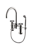 Waterworks Henry Exposed Deck Mounted Tub Filler with 1.75gpm Handshower and Metal Cross Handles in Brass