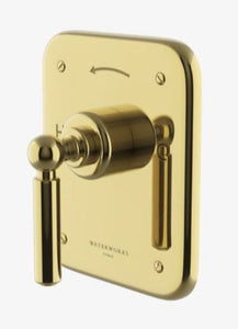 Waterworks Ludlow Pressure Balance Control Valve Trim with Metal Lever Handle in Brass