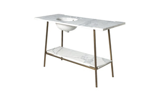 Waterworks Rowan Single Washstand 45 1/2" x 20 3/4" x 33 1/2" in Matte Nickel (Without Slab, Sink & Shelf)