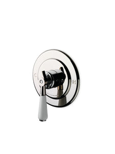 Waterworks Universal Round Pressure Balance Control Valve Trim with White Porcelain Lever Handle in Chrome