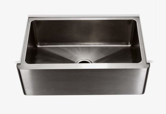 Waterworks Kerr Stainless Steel Farmhouse Apron Kitchen Sink with Center Drain