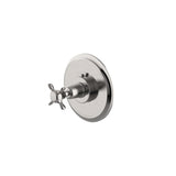 Waterworks Easton Classic Thermostatic Control Valve Trim with White Porcelain Blank Indice and Metal Cross Handle in Burnished Nickel